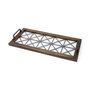 67236 - Ellingson 28L x 13W Black Rectangular Metal Glass Wood Bottom Tray