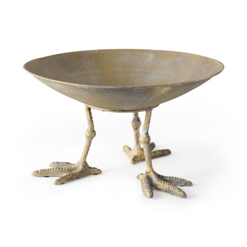 67219 - Chadwick II 13L x 13W Gold Metal Webbed Feet Bowl