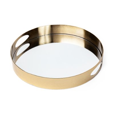67242 - Serkis 15L x 15W Gold Metal Mirrored Base Round Tray 