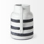 31067 - Harmon II  Large White w/ Charcoal Stripes Ceramic Jug