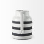 31066 - Harmon I Small White w/ Charcoal Stripes Ceramic Jug