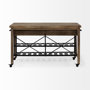 67103 - Stuart I Brown Solid Wood Top Two-Tier Black Metal Rolling Kitchen Island 