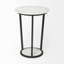 67039 - Bombola II (Large) 18L x 18W White Round Marble Top W/Black Metal Frame Accent Table 
