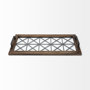 67236 - Ellingson 28L x 13W Black Rectangular Metal Glass Wood Bottom Tray