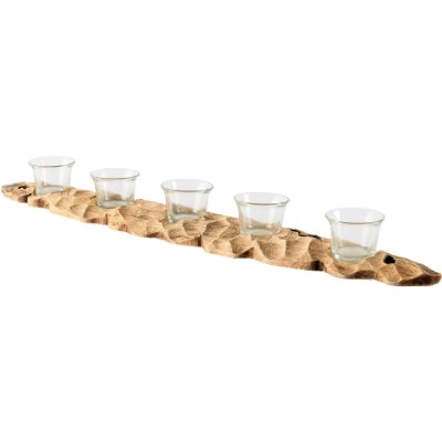 67286 - Yerba Reclaimed Mango Wood Five Tealight Table Candle Holder