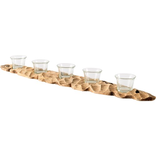 67286 - Yerba Reclaimed Mango Wood Five Tealight Table Candle Holder