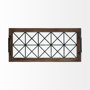 67236 - Ellingson 28L x 13W Black Rectangular Metal Glass Wood Bottom Tray