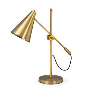 Fragon I (26"H) Gold-Tone Metal Adjustable Cone Shade Table Lamp 