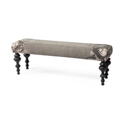 67494 - Alhambra 55L x 14W Upholstered Gray Seat W/Black Wood Legs Accent Bench