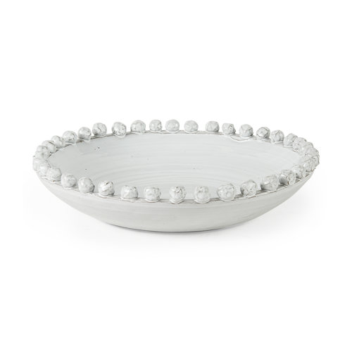 67677 - Basin 16" Round Off-White Glazed Decorative Bowl