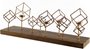 67663 - Salvador II Wood Base Brass Cube Tea Light Table Candle Holder 