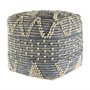 67584 - Rofi Blue Denim and Cream Cotton Stitched Square Pouf 