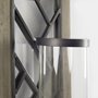 67596 - Benji 24"H Brown Wood Frame Black Metal Accent Mirrored Wall Candle Holder