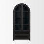 67533 - Gehry 72.3" H Dark Brown Metal Brown Wood and Glass Door Display Cabinet 