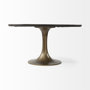 67502-AB - McLeod II 54" Round Brown Solid Wood Top Gold Metal Base Dining Table