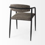 67617 - Langston Brown Faux-Leather Seat Black Iron Frame Dining Chair