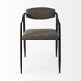 67617 - Langston Brown Faux-Leather Seat Black Iron Frame Dining Chair