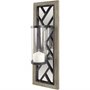 67596 - Benji 24"H Brown Wood Frame Black Metal Accent Mirrored Wall Candle Holder