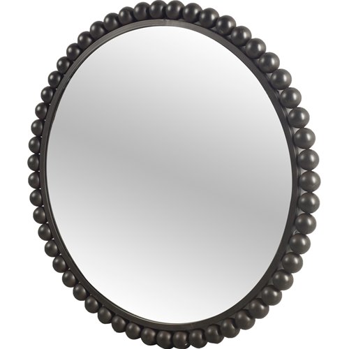 67633 - Orbit 43" Round Black Metal Ball Frame Mirror