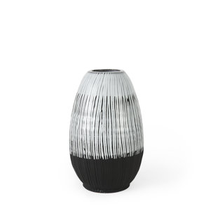 Tanami II Short Dark Brown/White Glazed Ceramic Vase