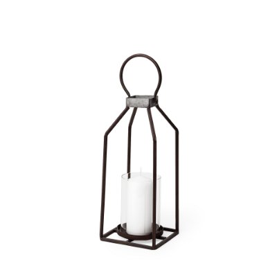 67244 - Kingston II Small Rustic Metal Framed Table Candle Holder 