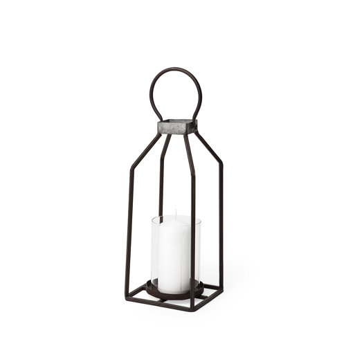 67244 - Kingston II Small Rustic Metal Framed Table Candle Holder 