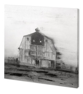 Barn House in Wind II by Mercana Studio a Hand Embellished Textured Canvas