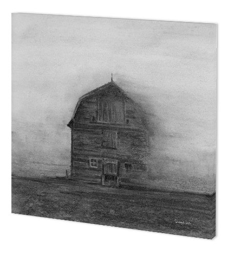 100722-L - Barn House in Wind I by Mercana Studio a Hand Embellished Textured Canvas