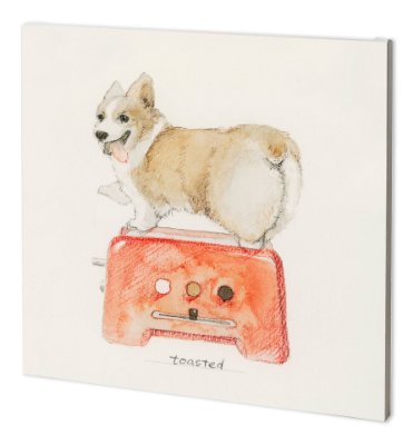 100875-L - Corgi's Backery II by Mercana Studio a Hand Embellished Textured Canvas