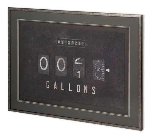 11806 - Gas Pump - Gallons  by Rufus Coltrane Hand Embellished Textured Framed Art Photo Matted under Glass