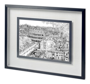 Tour of Europe III by Melissa Wang a Hand Embellished Textured Framed Art Print Matted under Glass