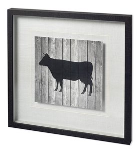 BARN COW by TANDI VENTER a Hand Embellished Textured Framed Art Print Matted under Glass