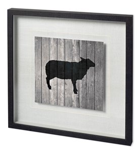 BARN SHEEP by TANDI VENTER a Hand Embellished Textured Framed Art Print Matted under Glass