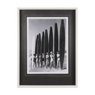 Surfin' Gals by The Chelsea Collection Hand Embellished Textured Framed Art Photo Matted under Glass