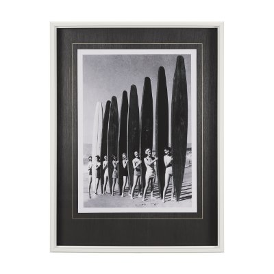 11552 - Surfin' Gals by The Chelsea Collection Hand Embellished Textured Framed Art Photo Matted under Glass