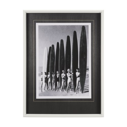 11552 - Surfin' Gals by The Chelsea Collection Hand Embellished Textured Framed Art Photo Matted under Glass