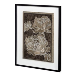 Weaved Peony II by Mercana Studio a Hand Embellished Textured Framed Art Print Matted under Glass