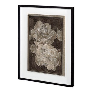 Weaved Peony I by Mercana Studio a Hand Embellished Textured Framed Art Print Matted under Glass
