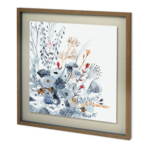 11907 - Custom Indigo & Ochre II by Victoria Borges Hand Embellished Framed Art Print Matted under Glass