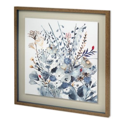 11906 - Custom Indigo & Ochre I by Victoria Borges Hand Embellished Framed Art Print Matted under Glass