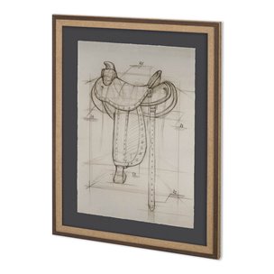 Horse Seat I by Mercana Studio a Hand Embellished Textured Framed Art Print Matted under Glass