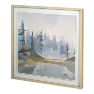 Misty Moraine by Julie Devine a Hand Embellished Textured Framed Art Print Matted under Glass