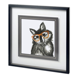 Smart & Foxy by Bella Dos Santos a Hand Embellished Textured Framed Art Print Matted under Glass