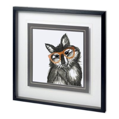 11727 - Smart & Foxy by Bella Dos Santos a Hand Embellished Textured Framed Art Print Matted under Glass