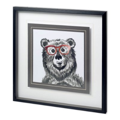 11726 - Bookish Bear by Bella Dos Santos a Hand Embellished Textured Framed Art Print Matted under Glass