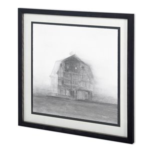 Barn House in Wind II by Mercana Studio Hand Embellished Textured Framed Art Print Matted under Glas