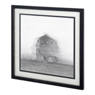 11654 - Barn House in Wind II by Mercana Studio Hand Embellished Textured Framed Art Print Matted under Glas