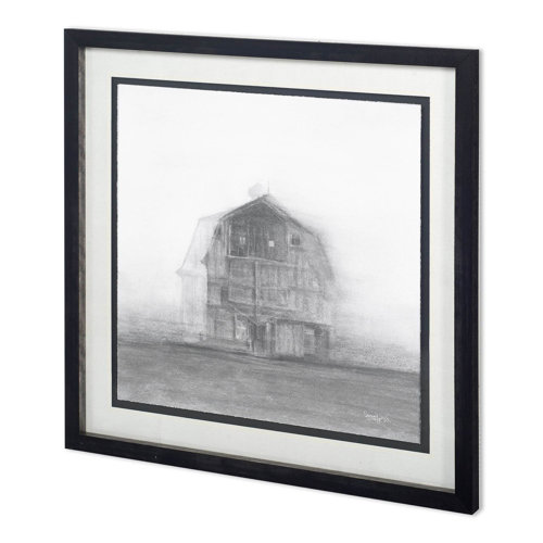11654 - Barn House in Wind II by Mercana Studio Hand Embellished Textured Framed Art Print Matted under Glas
