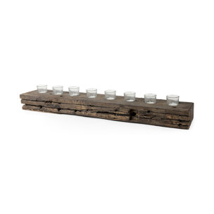 Lakara Reclaimed Wood Eight Tealight Table Candle Holder 