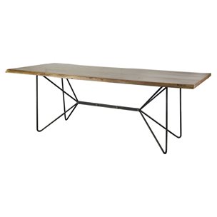 Papillion 84"L x 40"W Rectangular Dining Table | Modern | Natural Wood & Black Metal | Seats 8